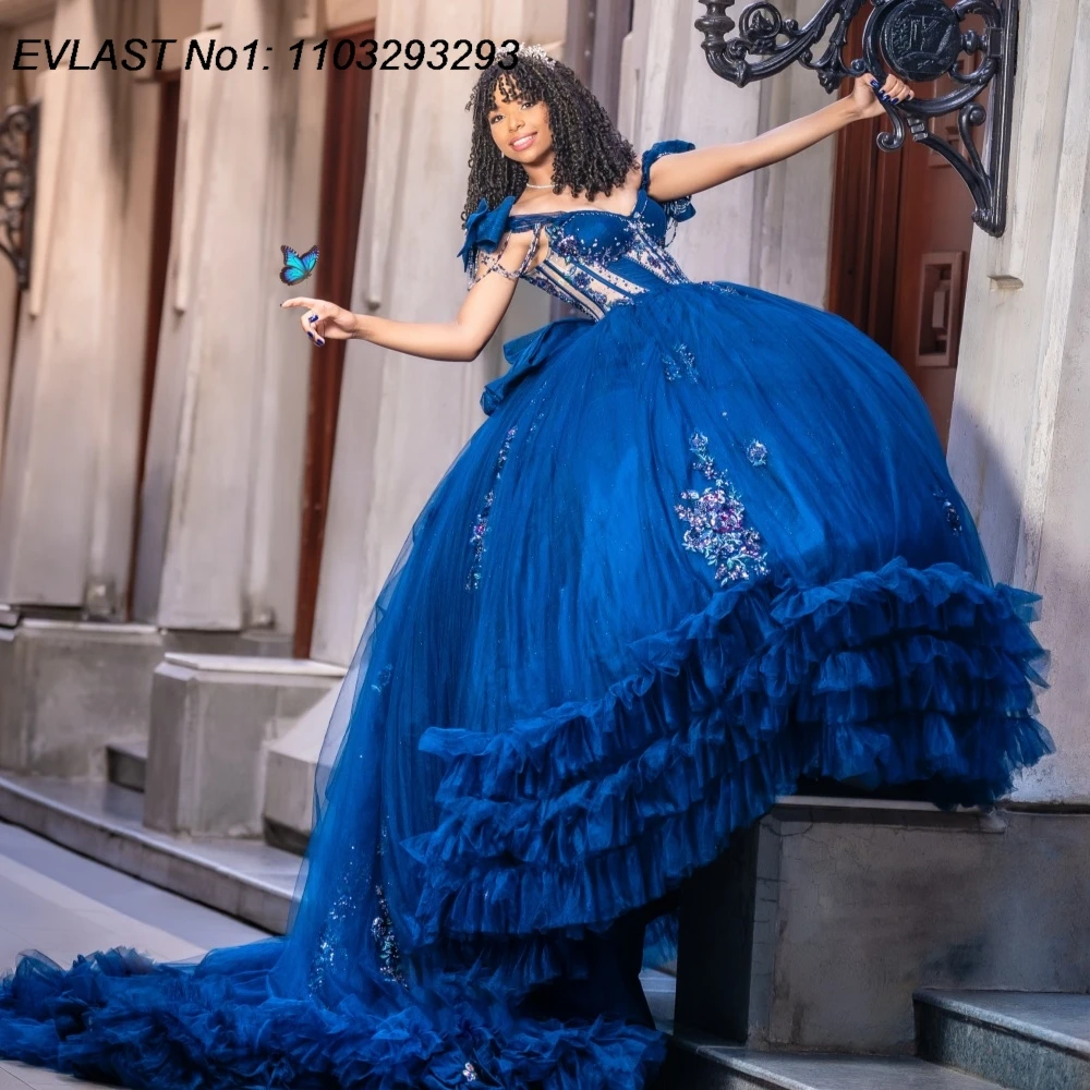EVLAST Customized Mexican Navy Blue Quinceanera Dress Ball Gown Lace Applique Beading Ruffles Sweet 16 Vestidos De 15 Anos AQ326
EVLAST Customized Mexican Navy Blue Quinceanera Dress Ball Gown Lace Applique Beading Ruffles Sweet 16 Vestidos De 15 Anos AQ326