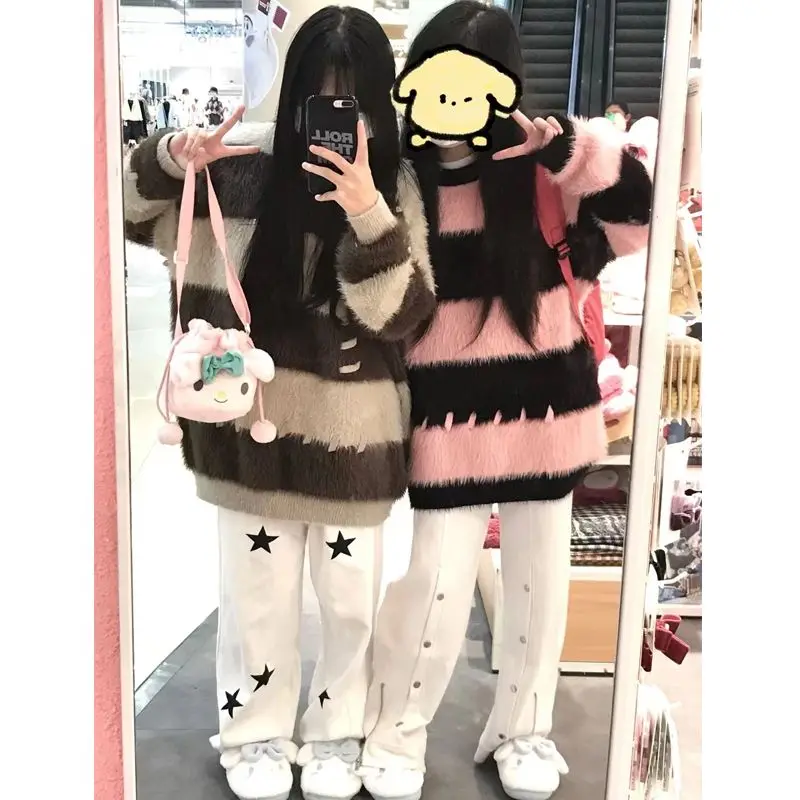 Vintage Korean Preppy Style O Neck High Street Knitted Sueter Mujer Y2k Contrast Color Striped Pullovers Women Sweaters Japanese
Vintage Korean Preppy Style O Neck High Street Knitted Sueter Mujer Y2k Contrast Color Striped Pullovers Women Sweaters Japanese