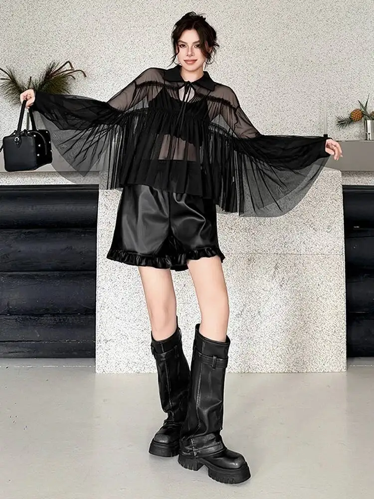 Women Black Mesh Perspective Big Size Thin Blouse New V-Neck Long Sleeve Shirt Fashion Tide Spring Summer
Women Black Mesh Perspective Big Size Thin Blouse New V-Neck Long Sleeve Shirt Fashion Tide Spring Summer