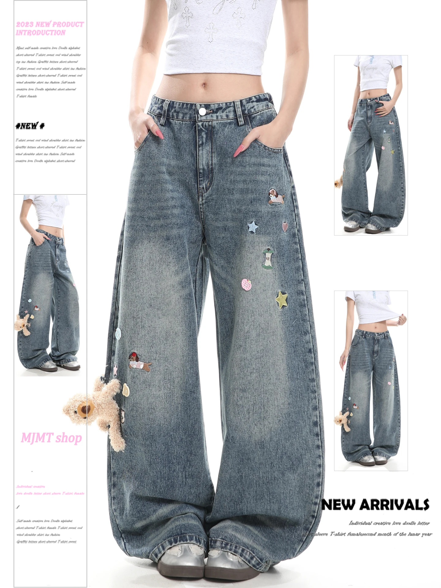 Retro American High Street Style Bear Patch Embroidered Denim Jeans Women's Spring High Waist Loose Wide Leg Casual Long Trou...
Retro American High Street Style Bear Patch Embroidered Denim Jeans Women's Spring High Waist Loose Wide Leg Casual Long Trou...