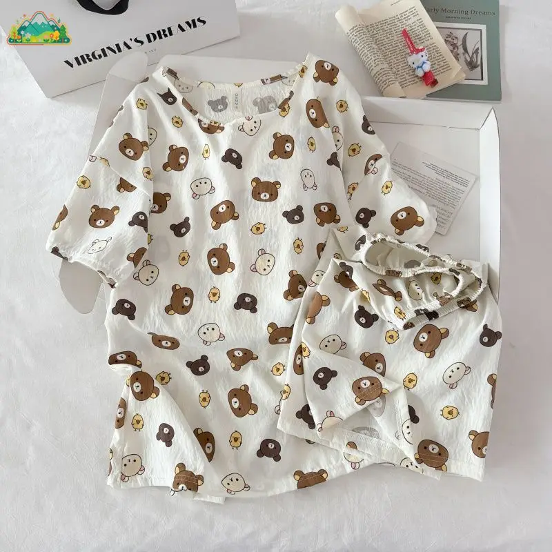 Summer Breathable Cloud Cotton Women's Pajamas Set, Short Comfortable Cartoon Sweet Sleeve Shorts, Simple and Thin Loungewear Se
Summer Breathable Cloud Cotton Women's Pajamas Set, Short Comfortable Cartoon Sweet Sleeve Shorts, Simple and Thin Loungewear Se