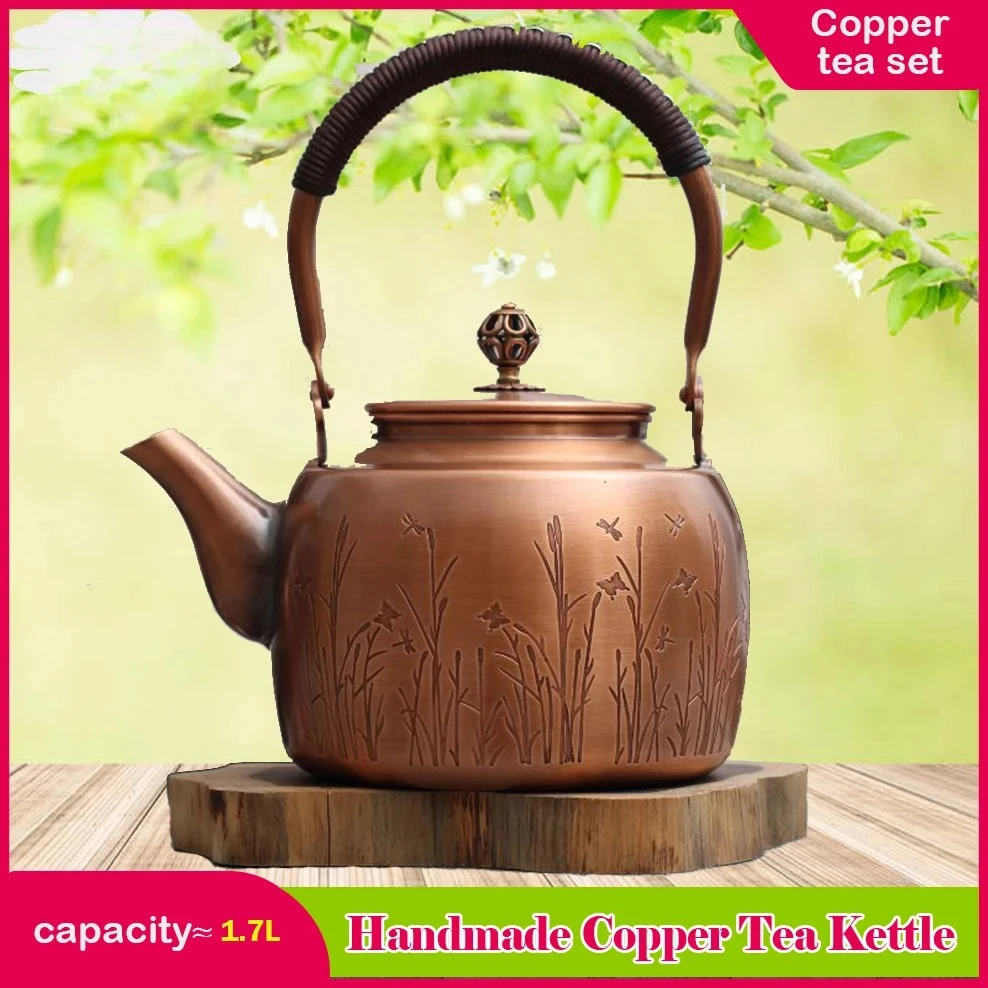 1.7L Red Copper Kettle Pure Handmade Copper Teapot Kung Fu Tea Kettle Large Capacity Boil Water Kettle Antique Kitchenware
1.7L Red Copper Kettle Pure Handmade Copper Teapot Kung Fu Tea Kettle Large Capacity Boil Water Kettle Antique Kitchenware