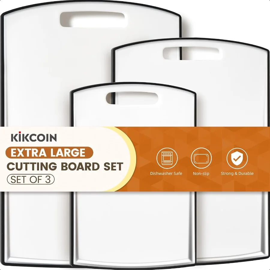 Non Slip Cutting Board Extra Large Plastic Cutting Boards for Kitchen Dishwasher Safe Chopping Board Set of 3 with Juice Groove
Non Slip Cutting Board Extra Large Plastic Cutting Boards for Kitchen Dishwasher Safe Chopping Board Set of 3 with Juice Groove