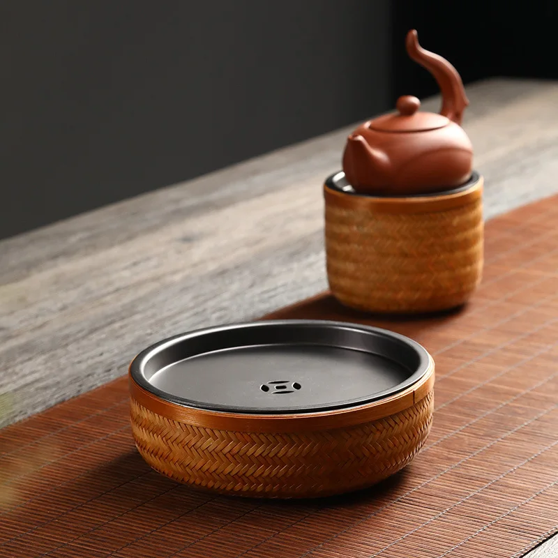 Kung Fu tea tray, hand-woven bamboo, ceramic pot bearing, Chinese, retro, home, water storage portable tea set
Kung Fu tea tray, hand-woven bamboo, ceramic pot bearing, Chinese, retro, home, water storage portable tea set