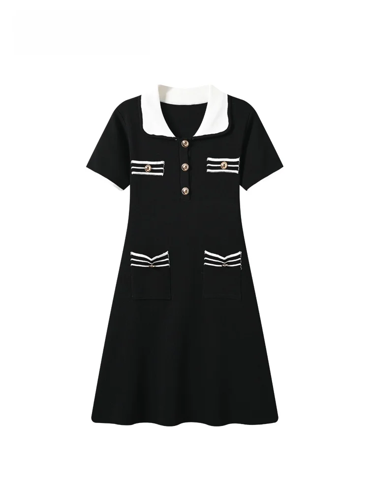 Summer New Style Collar Short Sleeve Dress Women's plus Size Fashionable A-Line Skirt Polyester Fiber City Walk Dress
Summer New Style Collar Short Sleeve Dress Women's plus Size Fashionable A-Line Skirt Polyester Fiber City Walk Dress