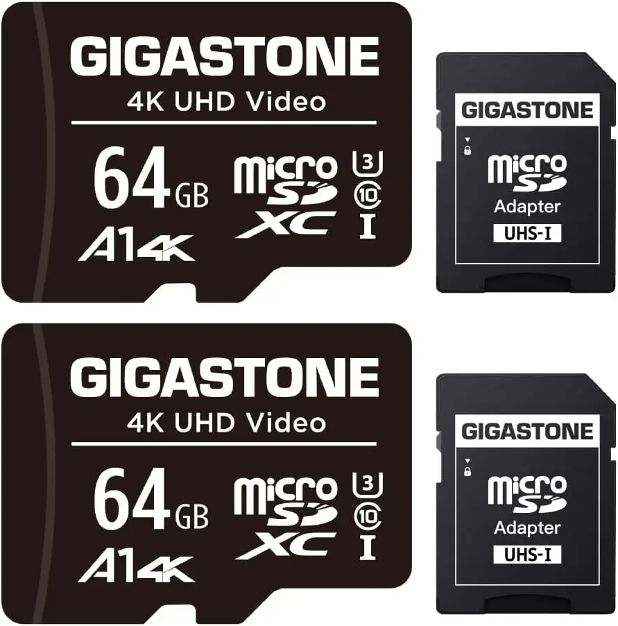 64GB Micro SD Card 2-Pack, A1 V30 4K Video Recording, 90MB/s UHS-I U3 Class 10 for Camera Drone
64GB Micro SD Card 2-Pack, A1 V30 4K Video Recording, 90MB/s UHS-I U3 Class 10 for Camera Drone