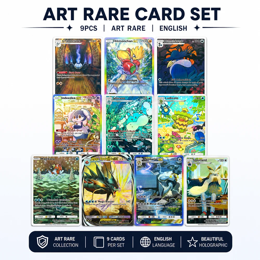 10PCS PTCG Full Art Rare Card Collection Chandelure Hitmonchan Honchkrow Magikarp Mega Gyarados Melmetal Display Card Set
10PCS PTCG Full Art Rare Card Collection Chandelure Hitmonchan Honchkrow Magikarp Mega Gyarados Melmetal Display Card Set