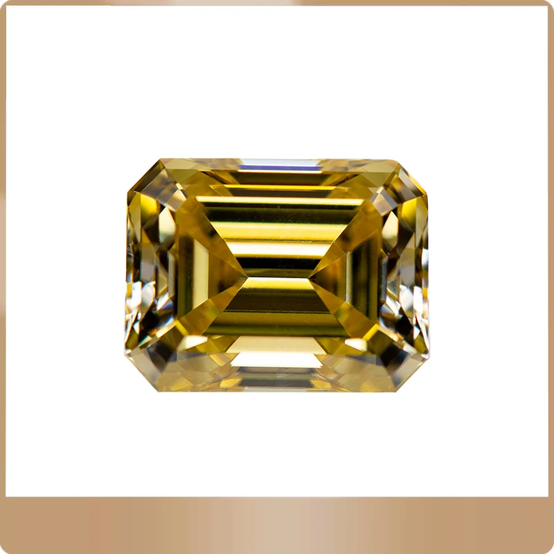Moissanite Gemstone Lemon Yellow Color Emerald Cut Lab Grown Diamond DIY Ring Necklace Earrings Main Materials with GRA Report
Moissanite Gemstone Lemon Yellow Color Emerald Cut Lab Grown Diamond DIY Ring Necklace Earrings Main Materials with GRA Report