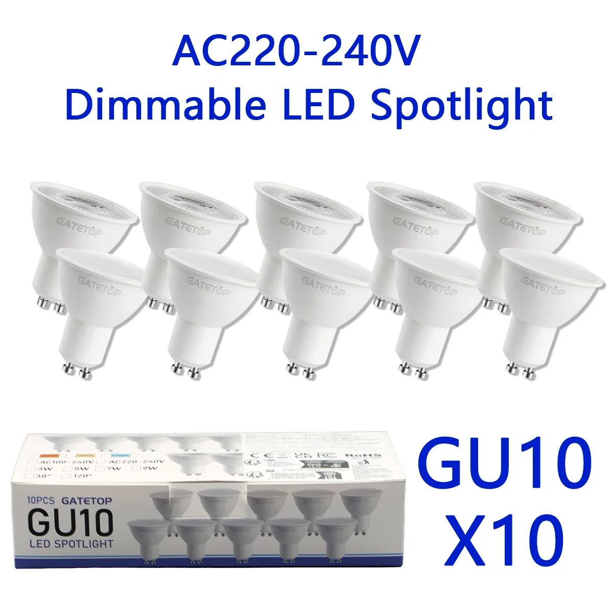 10Pack Dimmable GU10 LED Spotlight Bulb AC220V 3W-9W 3000K 6000K Warm White Cool White Lamp For Home Hotel Commercial Lighting
10Pack Dimmable GU10 LED Spotlight Bulb AC220V 3W-9W 3000K 6000K Warm White Cool White Lamp For Home Hotel Commercial Lighting