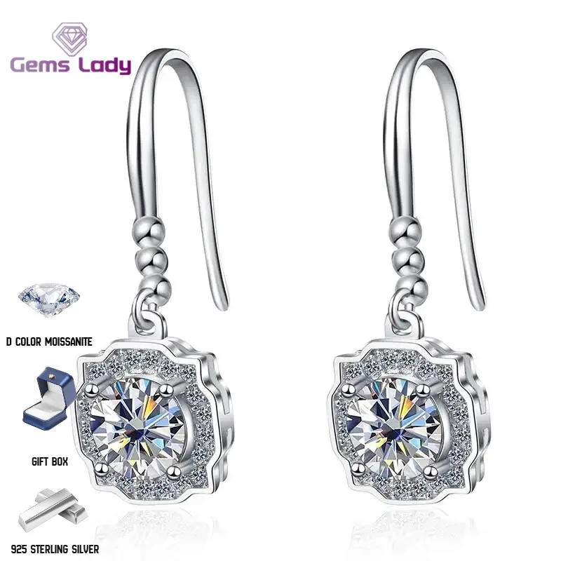 GEMS LADY 0.5/1.0 Carat Moissanite Drop Earrings High Quality S925 Sterling Sliver Wedding Engagement Fine Jewelry For Woman
GEMS LADY 0.5/1.0 Carat Moissanite Drop Earrings High Quality S925 Sterling Sliver Wedding Engagement Fine Jewelry For Woman