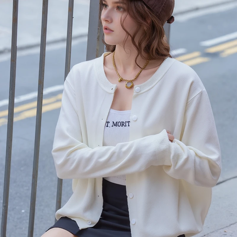 Korean Round Neck Sweater Autumn Casual Long Sleeved Knitwear New Cardigan Elegant Solid Color Women's Knitted Top
Korean Round Neck Sweater Autumn Casual Long Sleeved Knitwear New Cardigan Elegant Solid Color Women's Knitted Top