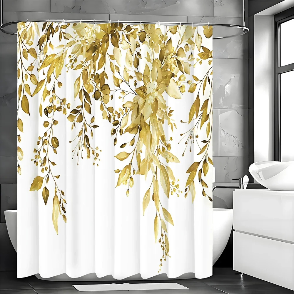 Yellow Eucalyptus Shower Curtain with Watercolor Botanical Leaf and Flower Designs
Yellow Eucalyptus Shower Curtain with Watercolor Botanical Leaf and Flower Designs