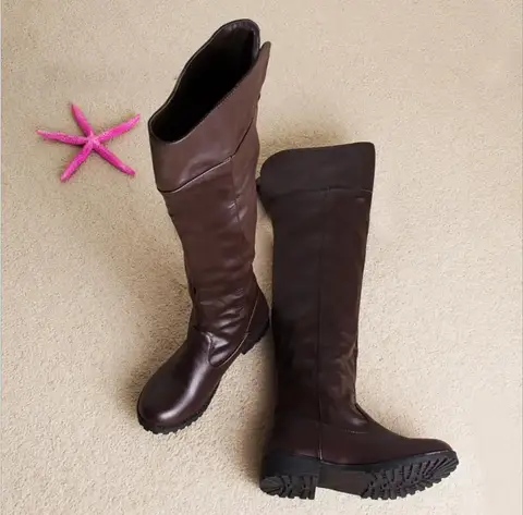 Adults women Halloween Cosplay Long Boots Over-the-Knee Boots Pu Leather Shoes Women Pruim Day Party Cosplay Shoes Black Brown