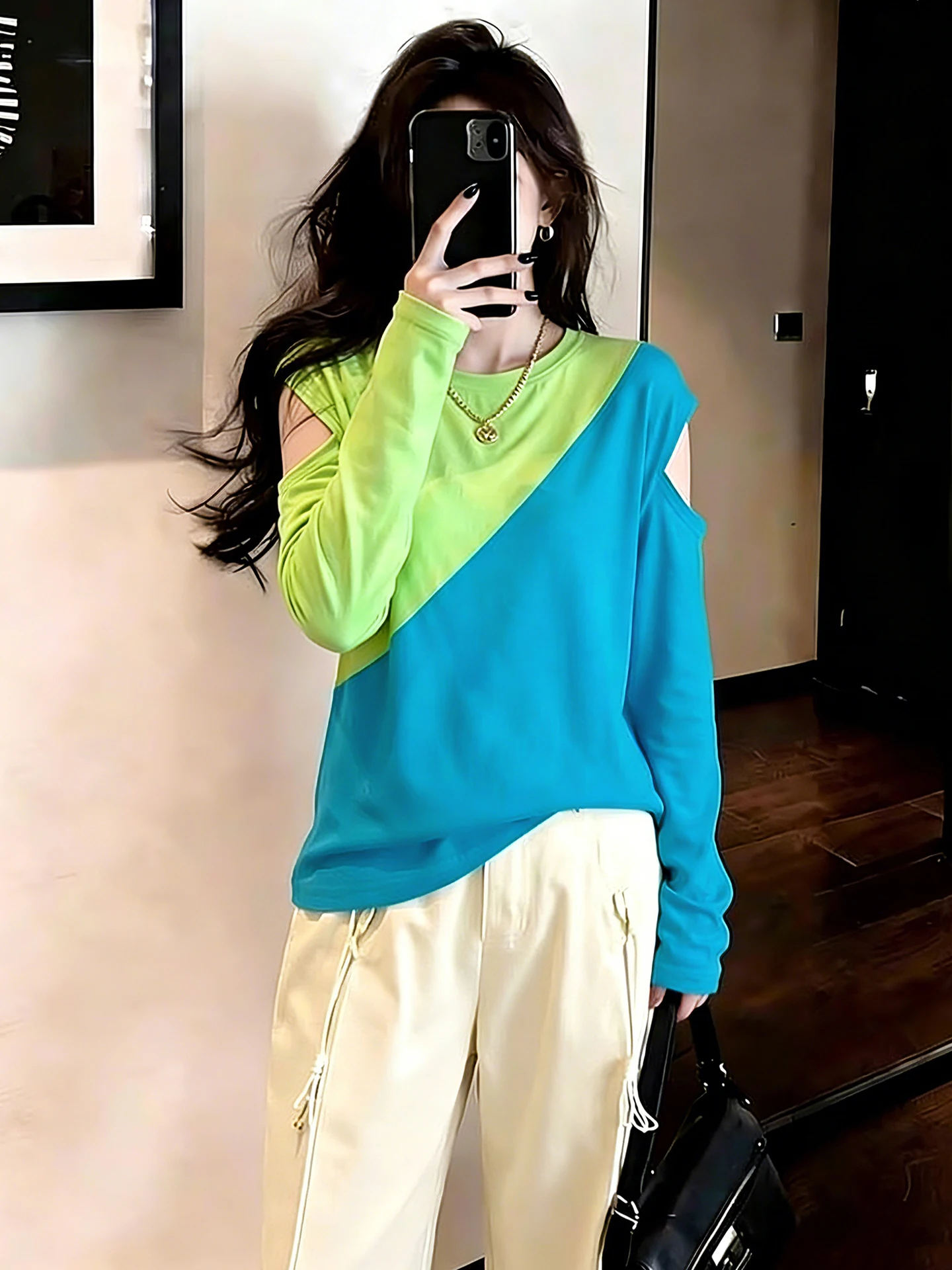 Korean Style Color Block Design Shoulder Bared Long Sleeve Knitted Sun Protection Top Loose Casual Summer Fashionable Anti-Ag...
Korean Style Color Block Design Shoulder Bared Long Sleeve Knitted Sun Protection Top Loose Casual Summer Fashionable Anti-Ag...