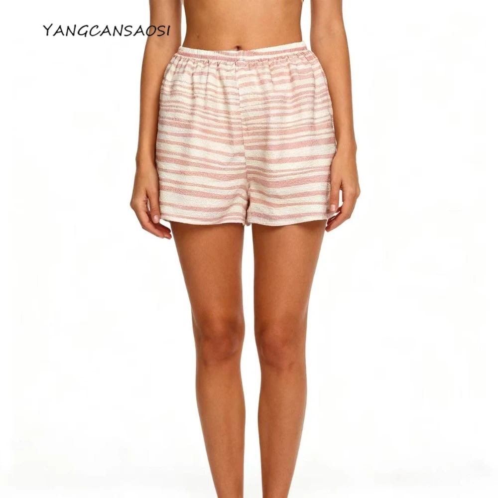 Women's Summer Beach Pants 50% Natural Mulberry Silk 50% Cotton Jacquard Classic Stripe Printed Elastic Waist Casual Shorts
Women's Summer Beach Pants 50% Natural Mulberry Silk 50% Cotton Jacquard Classic Stripe Printed Elastic Waist Casual Shorts