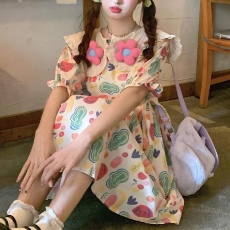 Japanese Fresh Sweet Summer Lolita Patchwork Doll Neck Patchwork Printing Folds Fashion Elegant Loose Short Sleeved Dresses
Japanese Fresh Sweet Summer Lolita Patchwork Doll Neck Patchwork Printing Folds Fashion Elegant Loose Short Sleeved Dresses