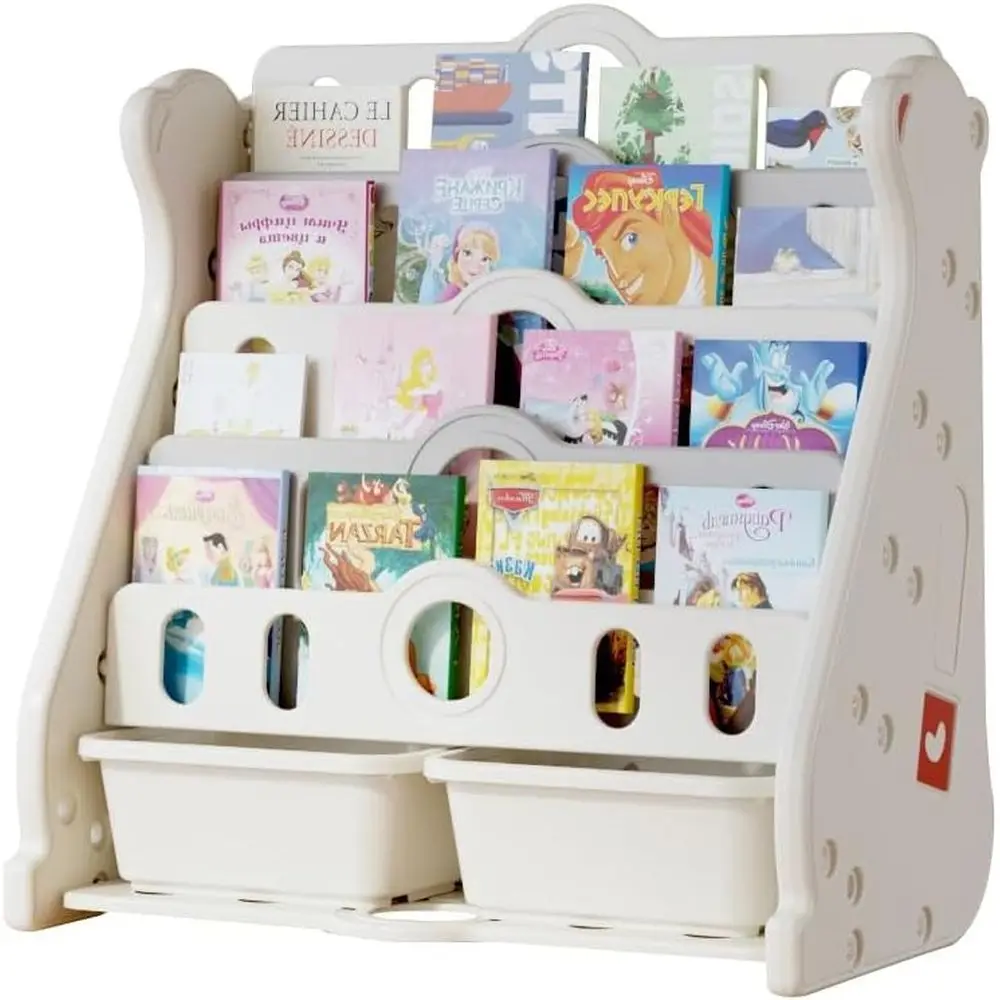 4-Tier White Toddler Bookcase for Bedroom, Nursery, or Classroom Storage
4-Tier White Toddler Bookcase for Bedroom, Nursery, or Classroom Storage