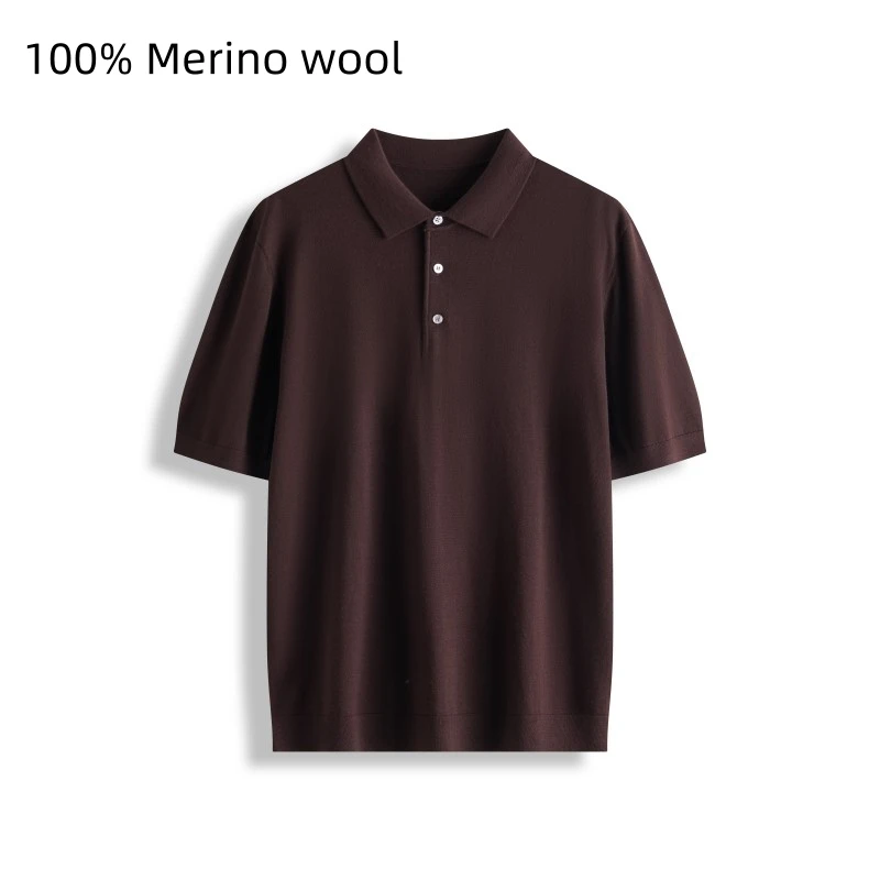 Men's 100% Fine Spun Merino Wool Polo Shirt Short Sleeve Solid Color Casual Versatile Sweater Thin Summer T-Shirt Knitted Top
Men's 100% Fine Spun Merino Wool Polo Shirt Short Sleeve Solid Color Casual Versatile Sweater Thin Summer T-Shirt Knitted Top