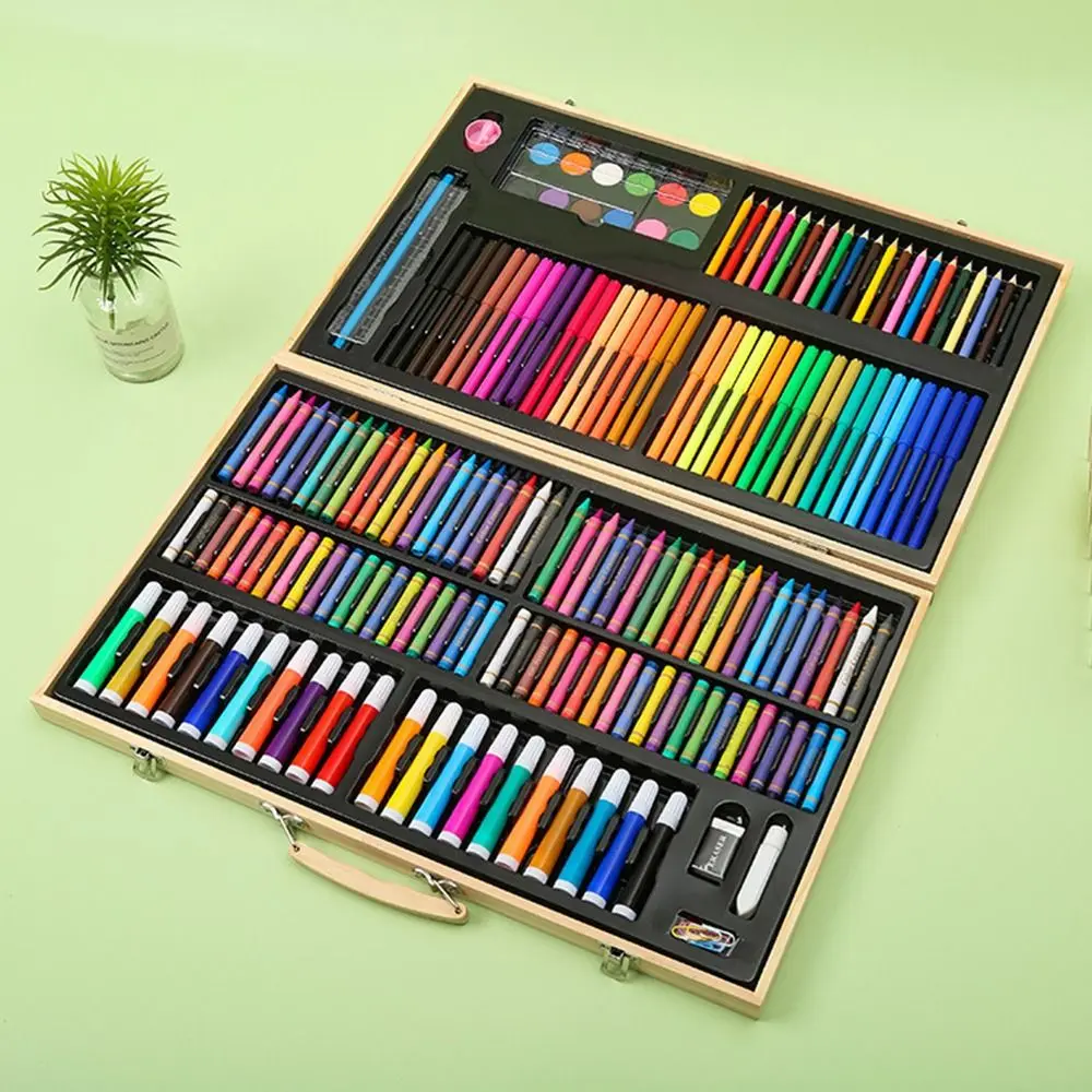 180Pcs Wooden Box Brush Set Color Lead Washable Art Painting Set Painting Drawing Watercolor Paint Oil Painting Stick
180Pcs Wooden Box Brush Set Color Lead Washable Art Painting Set Painting Drawing Watercolor Paint Oil Painting Stick