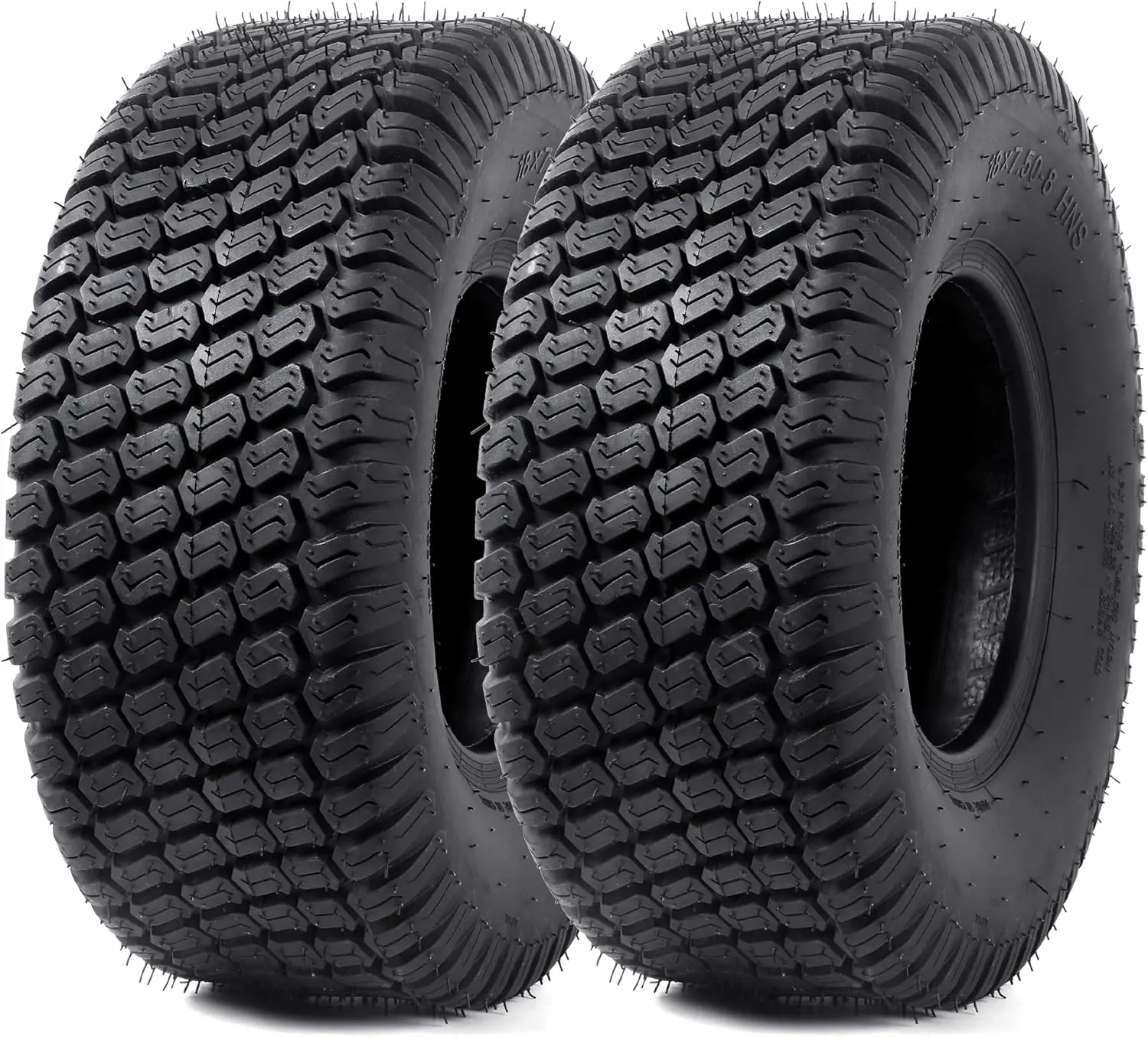 Комплект из 2 бескамерных шин 18x7.50-8, прочные, 4PR, для замены на газонокосилках, садовых тракторах, гольф-карах
Комплект из 2 бескамерных шин 18x7.50-8, прочные, 4PR, для замены на газонокосилках, садовых тракторах, гольф-карах