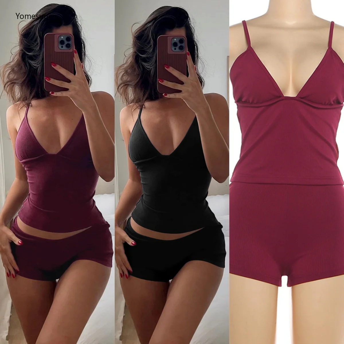 Yomesugar женский ребристый пижамный комплект из 2 предметов, сексуальный топ с глубоким v-образным вырезом и открытой спиной и шорты, одинаковые повседневные домашние наряды, спортивные костюмы
Yomesugar женский ребристый пижамный комплект из 2 предметов, сексуальный топ с глубоким v-образным вырезом и открытой спиной и шорты, одинаковые повседневные домашние наряды, спортивные костюмы