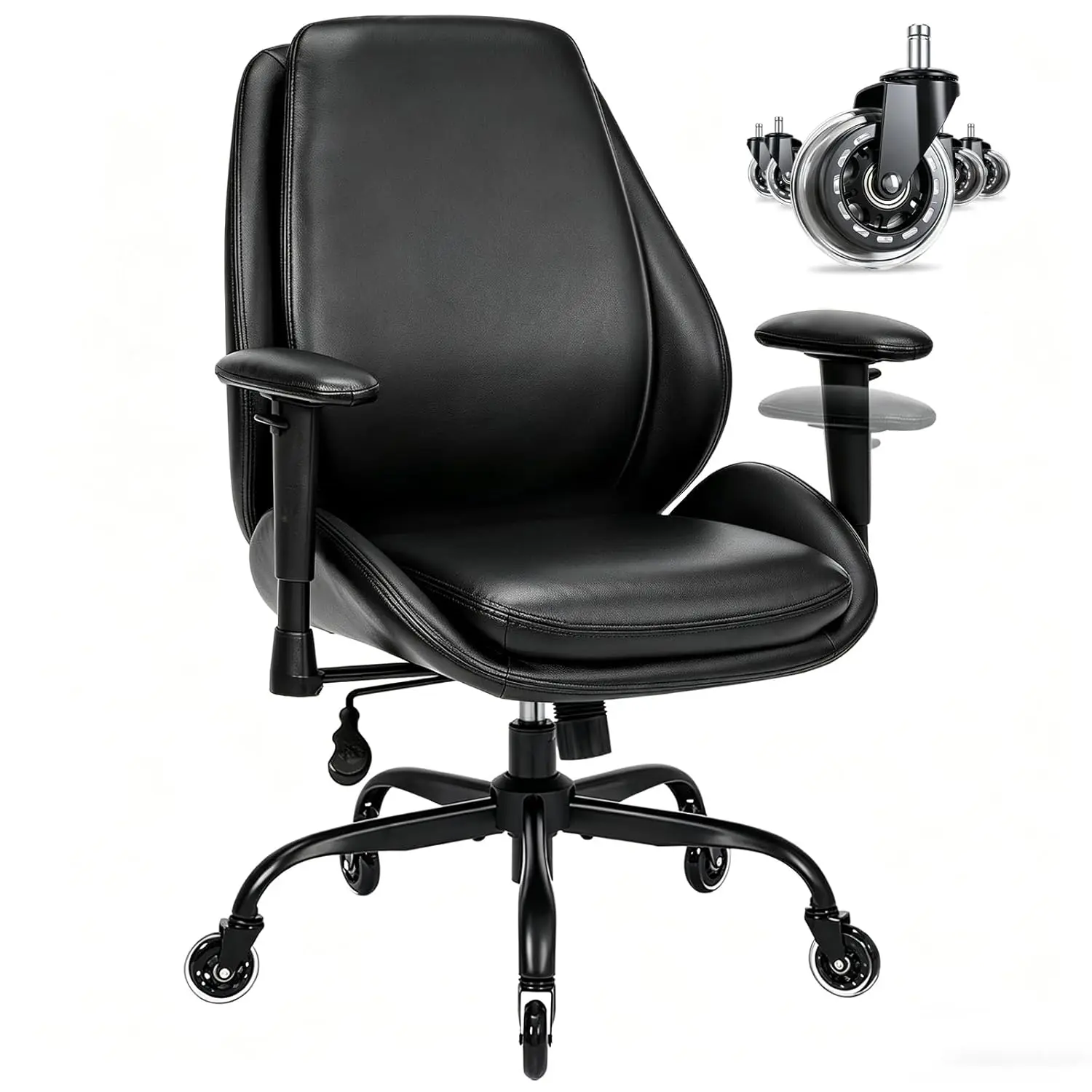 Big Tall PU Leather Office Chair Rubber Wheels Lumbar Support Adjustable Armrests, Customized
Big Tall PU Leather Office Chair Rubber Wheels Lumbar Support Adjustable Armrests, Customized