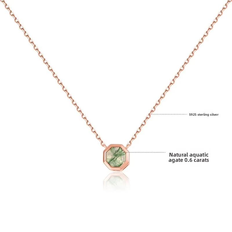 Unique Women's Delicate Polygon S925 Sterling Silver Inlaid Natural Moss Agate Choker Necklace
Unique Women's Delicate Polygon S925 Sterling Silver Inlaid Natural Moss Agate Choker Necklace