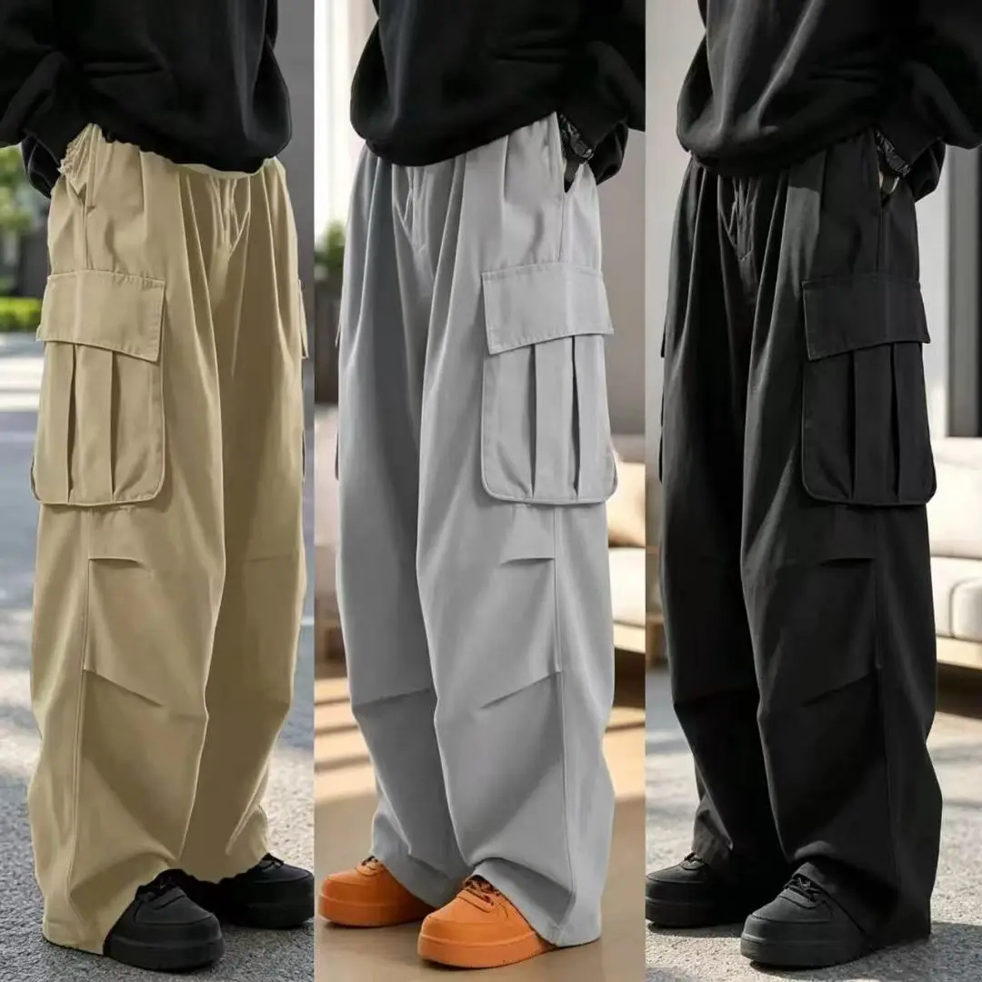3-piece set of loose men's plain straight-leg wide-leg multi-pocket American high-street work trousers for all seasons sports
3-piece set of loose men's plain straight-leg wide-leg multi-pocket American high-street work trousers for all seasons sports