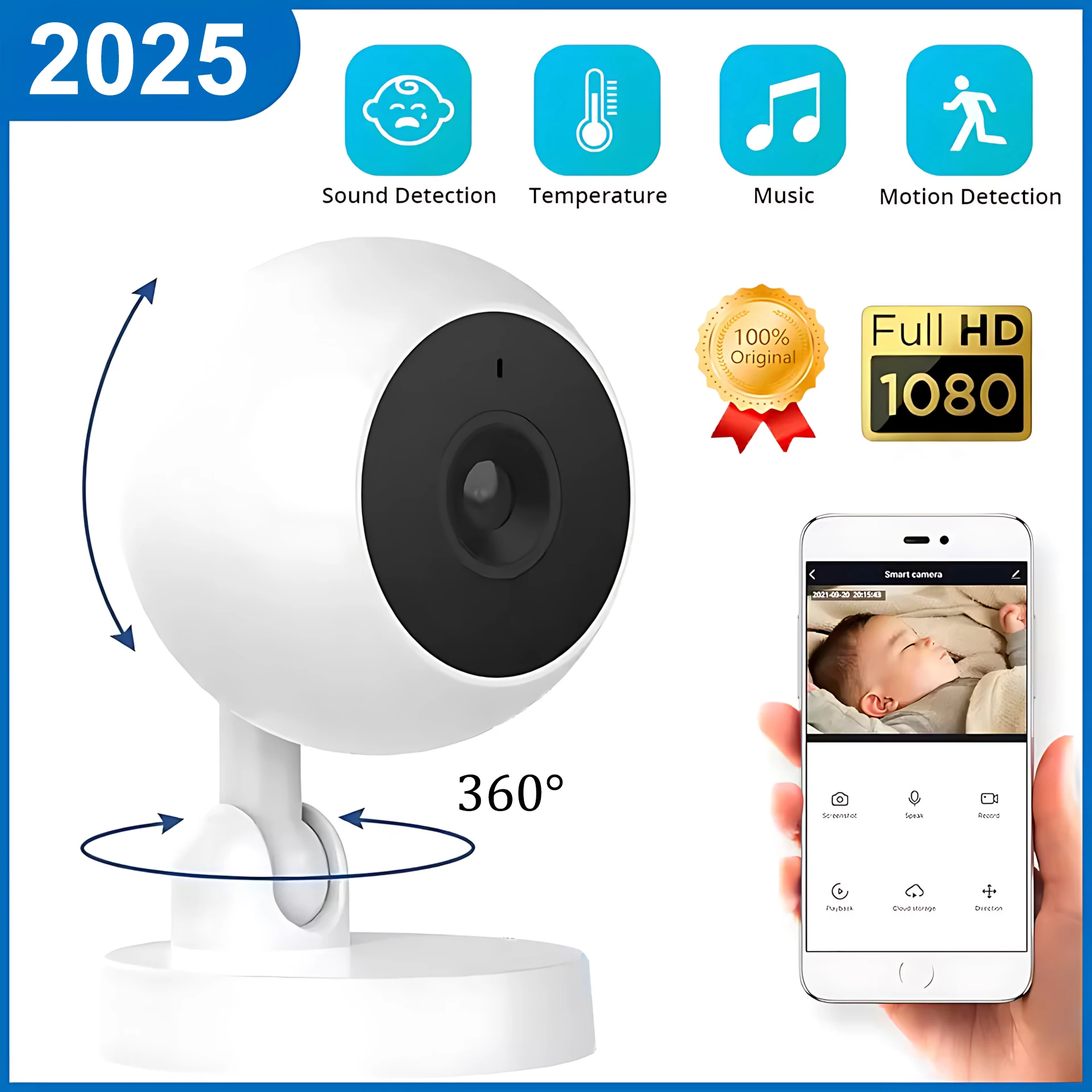 CCTV 1080P Mini WiFi IP Camera Indoor Wireless Security Home Surveillance 360° Rotating Camera 2MP With Auto Tracking Camera
CCTV 1080P Mini WiFi IP Camera Indoor Wireless Security Home Surveillance 360° Rotating Camera 2MP With Auto Tracking Camera