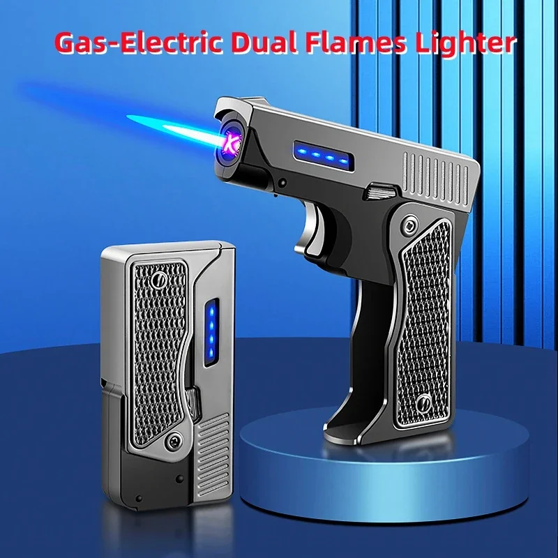 Unique Gas-Electric Plasma USB Rechargable Windproof Lighter Folding Gun Butane Torch Turbo Jet Flame Cigar Lighter for Men Gift
Unique Gas-Electric Plasma USB Rechargable Windproof Lighter Folding Gun Butane Torch Turbo Jet Flame Cigar Lighter for Men Gift