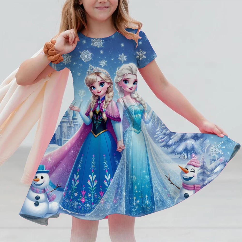 Cartoon Frozen Disneyland Trip Casual Dress for Little Girl Soft Princess Frock Kid Elsa Print Snow Queen A Line Summer Clothing
Cartoon Frozen Disneyland Trip Casual Dress for Little Girl Soft Princess Frock Kid Elsa Print Snow Queen A Line Summer Clothing