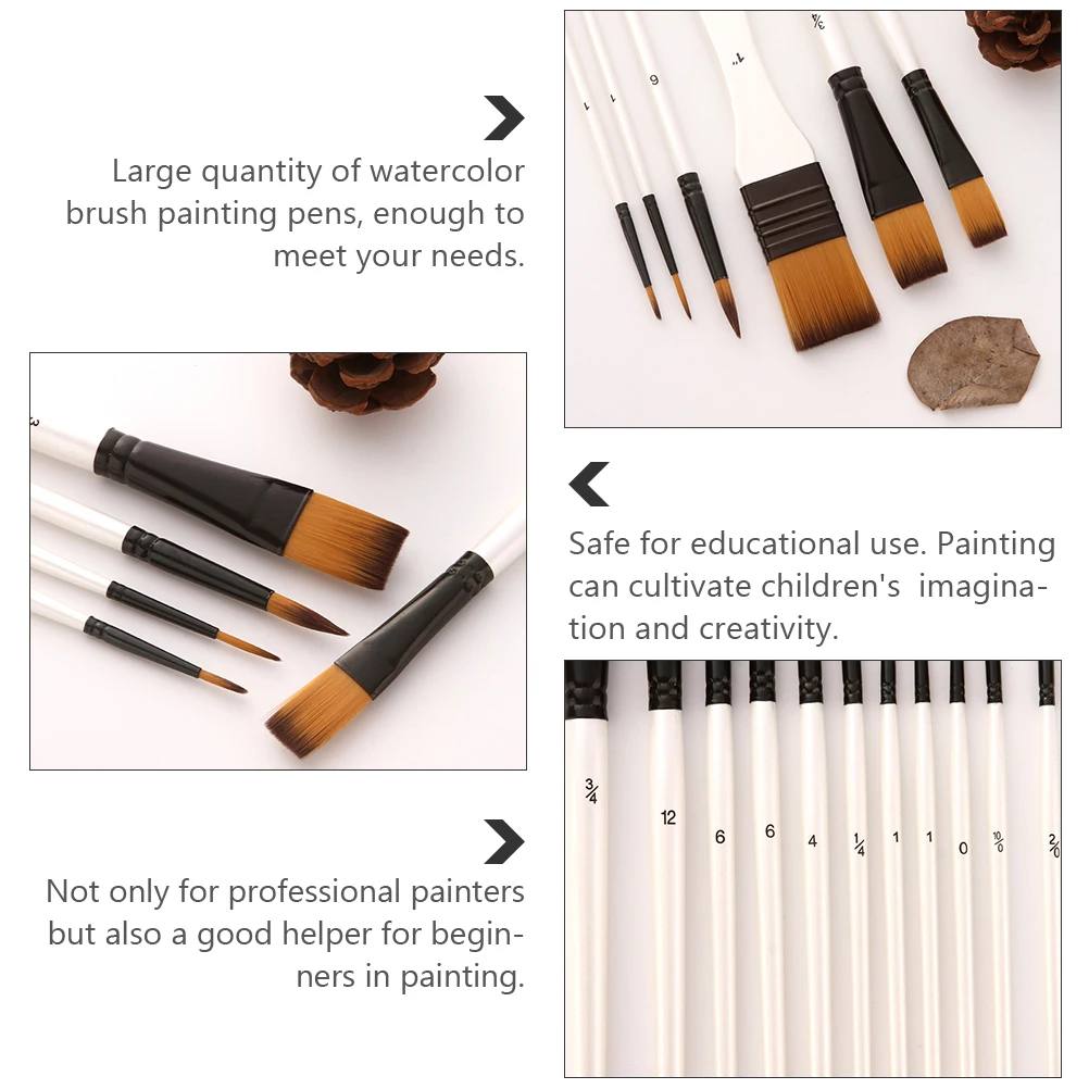 12 Oil Paint Brushes Set Nylon Hair for Watercolor Gouache Acrylic Painting Artists Beginners Child Graffiti Safe Educational
12 Oil Paint Brushes Set Nylon Hair for Watercolor Gouache Acrylic Painting Artists Beginners Child Graffiti Safe Educational