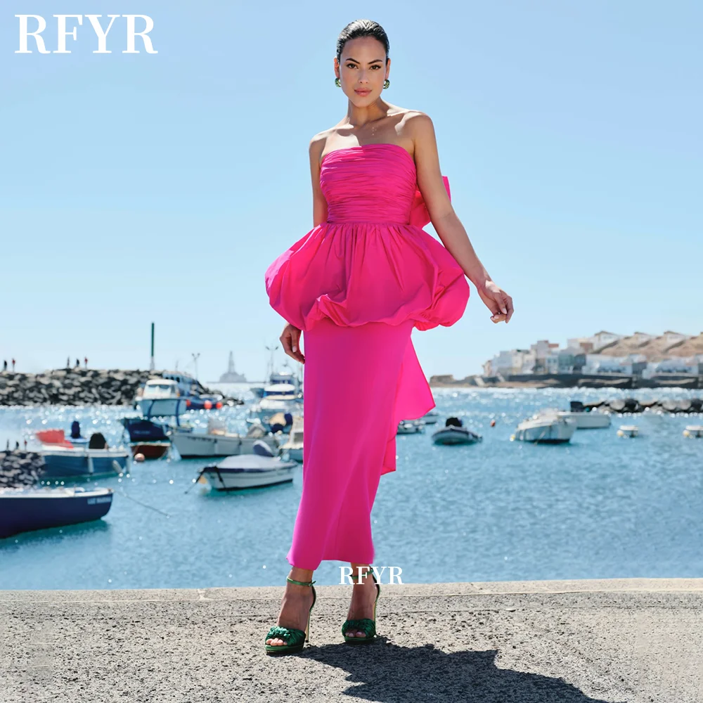 RFYR Straight Evening Dress Fuchsia Prom Dress with Bow Back Gala Dress Tea Length Princess Robe De Soiré Customized
RFYR Straight Evening Dress Fuchsia Prom Dress with Bow Back Gala Dress Tea Length Princess Robe De Soiré Customized