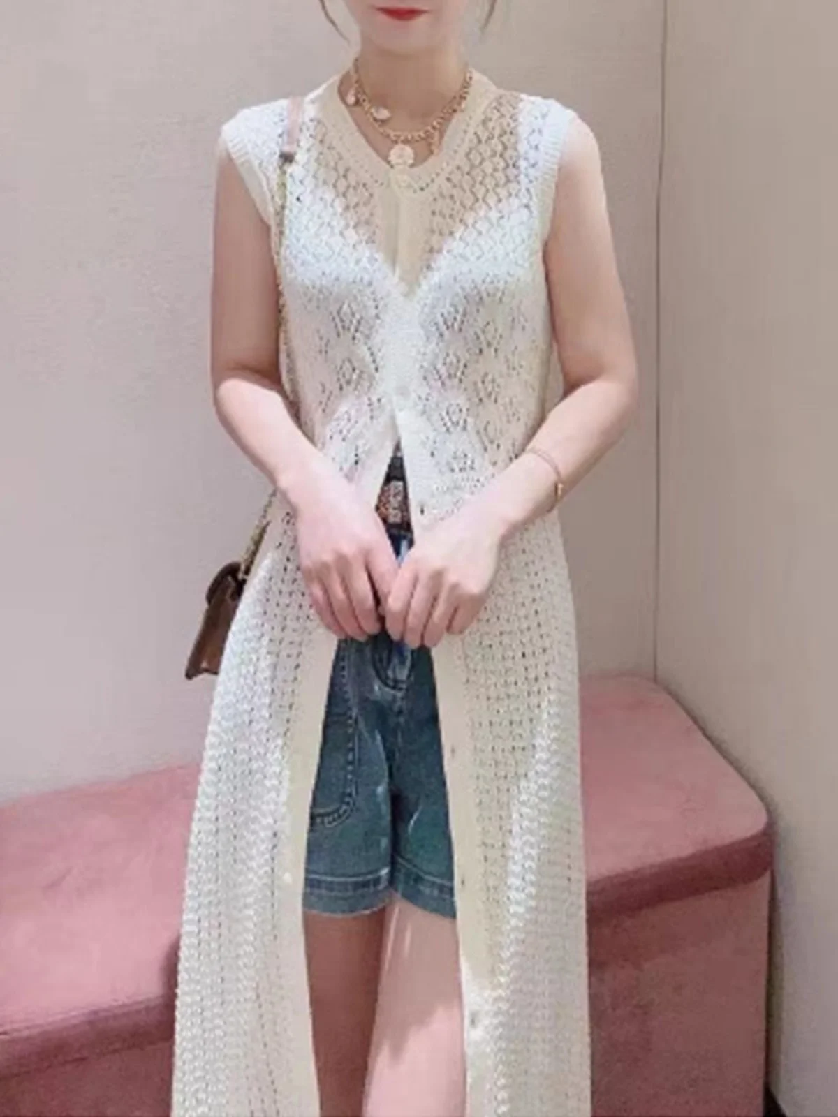 Summer Vaion Sle V-Ne Texture Svel round Ne Hollow Knitted Dr Long Cover up Women's Faion A-Line Skirt
Summer Vaion Sle V-Ne Texture Svel round Ne Hollow Knitted Dr Long Cover up Women's Faion A-Line Skirt