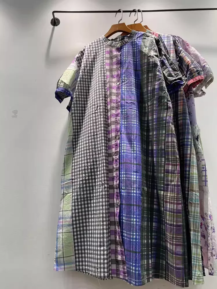 Women's plaid shirts casual 100% cotton long shirt dress for women Japan fashion short sleeve mid-length plaid patchwork shirt
Women's plaid shirts casual 100% cotton long shirt dress for women Japan fashion short sleeve mid-length plaid patchwork shirt