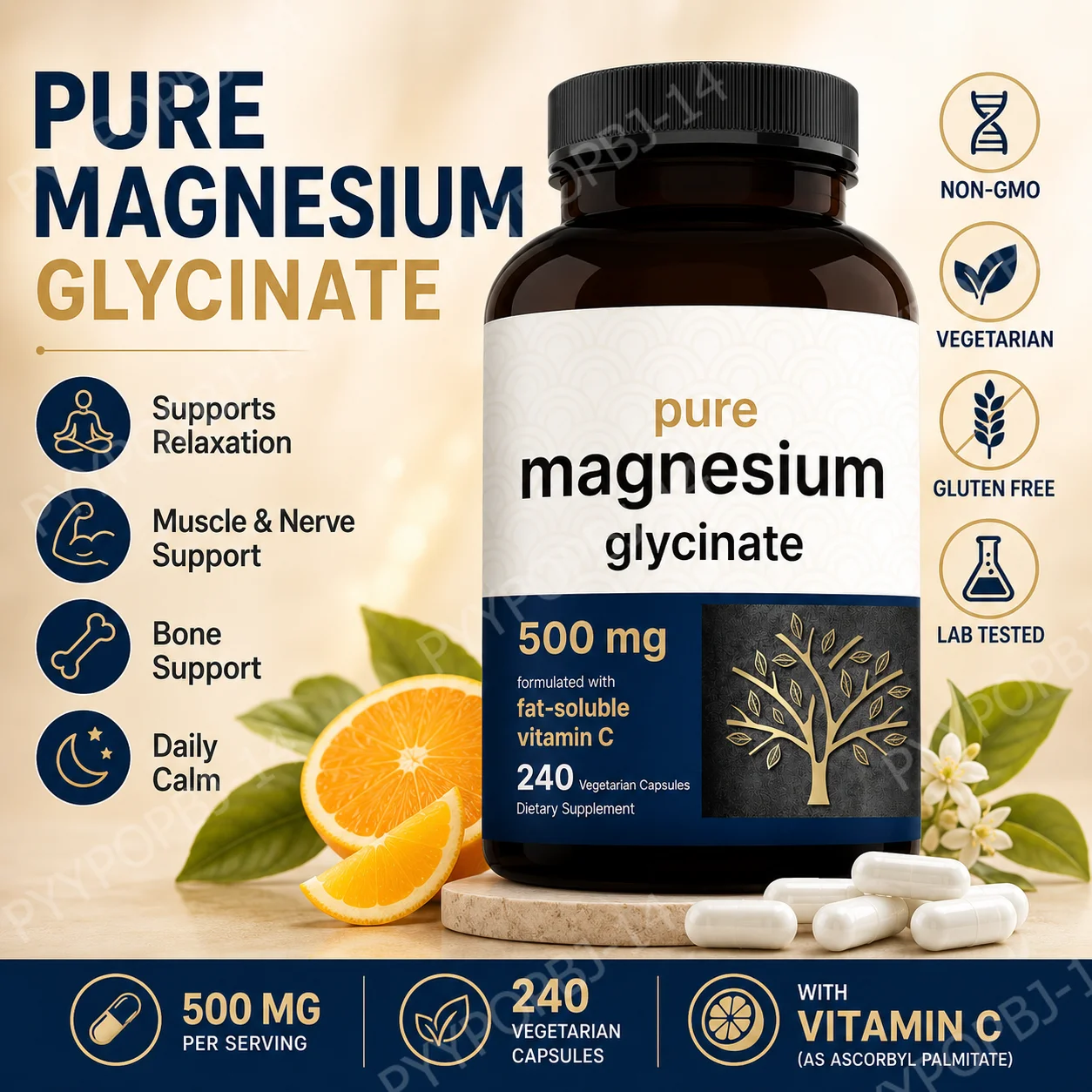 Pure Magnesium Glycinate 500mg Capsules with Vitamin C Supports Relaxation Muscle Nerve Health Bone Support 240 Capsules
Pure Magnesium Glycinate 500mg Capsules with Vitamin C Supports Relaxation Muscle Nerve Health Bone Support 240 Capsules