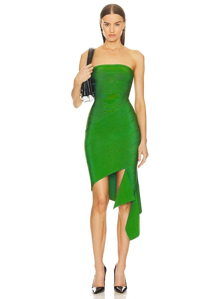 Sexy Strapless Irregular Draped Bandage Dress Women Green Sleeveless Backless Asymmetric Bodycon Dresses Celebrity Party Evening
Sexy Strapless Irregular Draped Bandage Dress Women Green Sleeveless Backless Asymmetric Bodycon Dresses Celebrity Party Evening