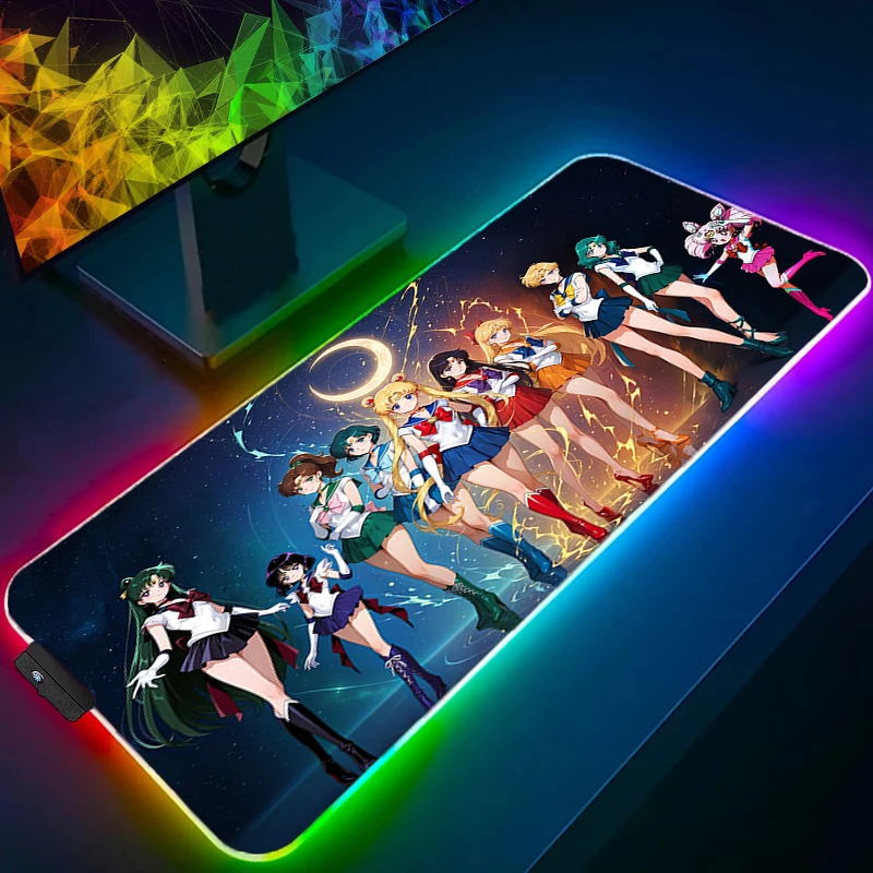 RGB Gaming Mouse Pad S-sailor M-moon Desk Mat Game Accessories LED Light Rubber Anti-slip PC Computer with Backlit Keyboard Pad
RGB Gaming Mouse Pad S-sailor M-moon Desk Mat Game Accessories LED Light Rubber Anti-slip PC Computer with Backlit Keyboard Pad