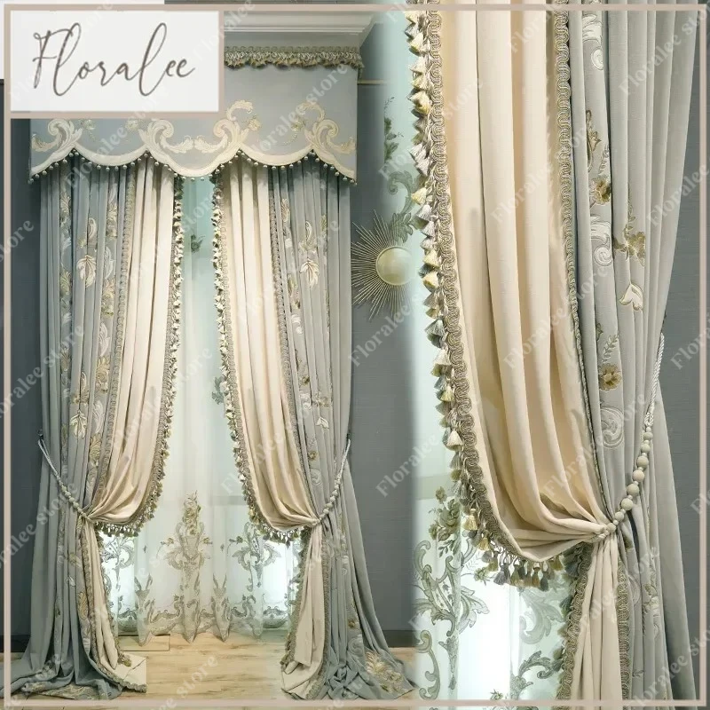 High Quality Blue Grey Embroidery Velvet Splicing Thick Blackout Curtains for Living Room Bedroom Villa French Window Valance
High Quality Blue Grey Embroidery Velvet Splicing Thick Blackout Curtains for Living Room Bedroom Villa French Window Valance