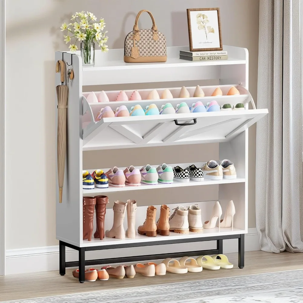 Шкаф для обуви, шкаф для хранения обуви с откидным ящиком и 2-открытыми полками для хранения
Шкаф для обуви, шкаф для хранения обуви с откидным ящиком и 2-открытыми полками для хранения