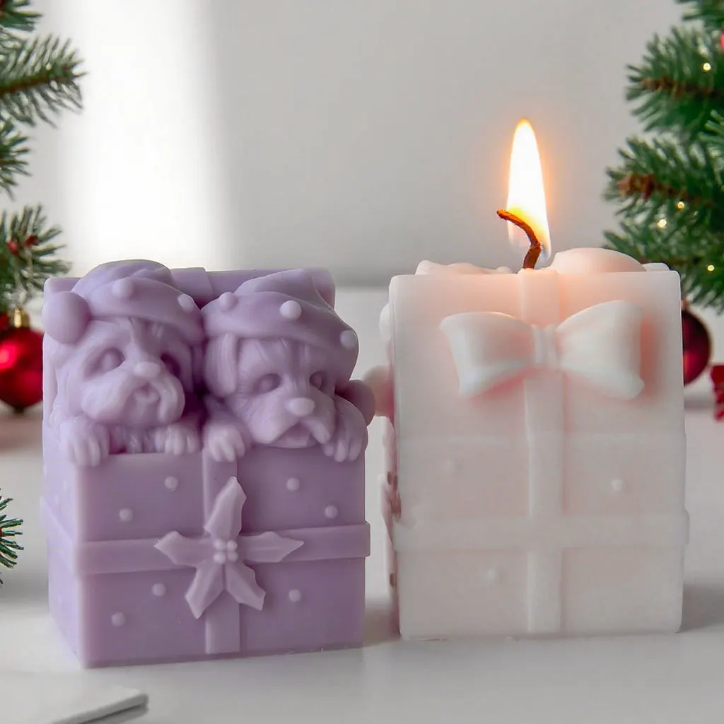Puppy Gift Box Candle Silicone Mold DIY Christmas Decoration Aromatherapy Gypsum Handmade Soap Resin Candle Supplies Making
Puppy Gift Box Candle Silicone Mold DIY Christmas Decoration Aromatherapy Gypsum Handmade Soap Resin Candle Supplies Making