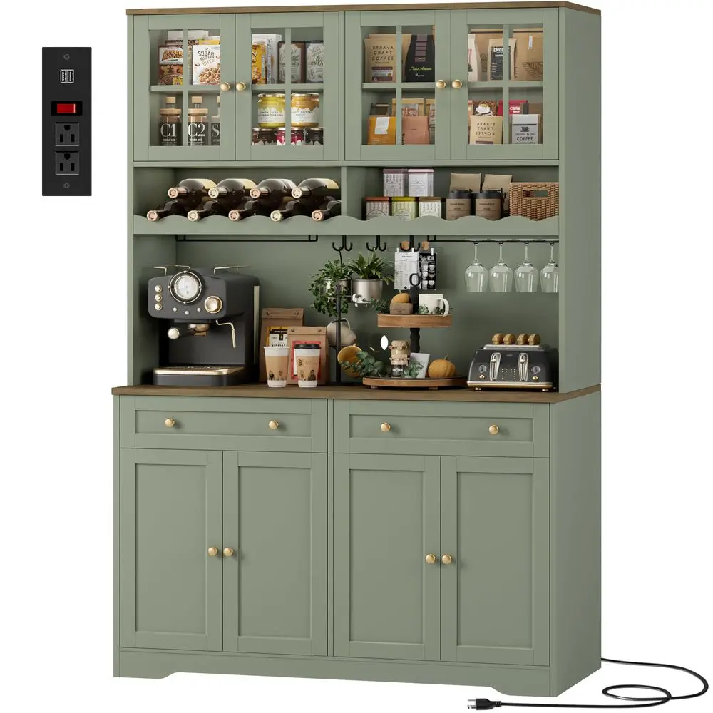 75.4 Tall Kitchen Pantry Cabinet with Charging Station, Modern White Kitchen Hutch with Microwave Stand and Wine Rack, Large Fo
75.4 Tall Kitchen Pantry Cabinet with Charging Station, Modern White Kitchen Hutch with Microwave Stand and Wine Rack, Large Fo