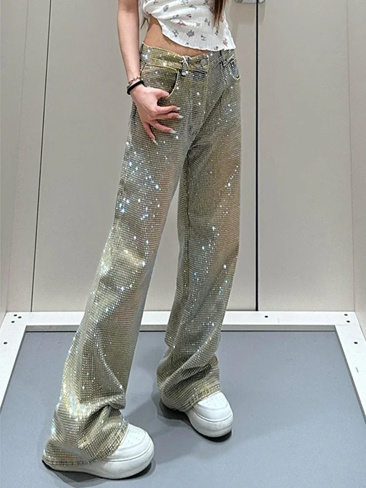 Spicy Girl Design Full of Diamond Jeans Women's Spring Summer New Style Personality Full of Stars Straight Leg Long Pants
Spicy Girl Design Full of Diamond Jeans Women's Spring Summer New Style Personality Full of Stars Straight Leg Long Pants