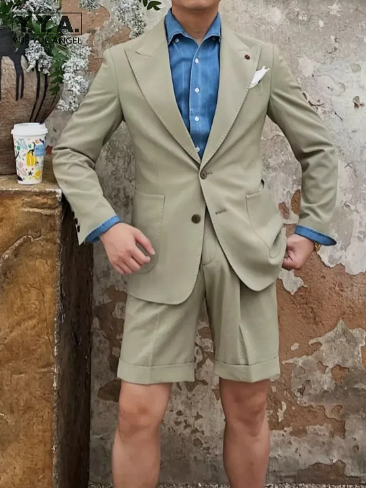 Spring Summer Mens Business Casual Single Breasted Suit Jacket Straight Shorts Two Piece Set Vintage Office Men Matching Sets
Spring Summer Mens Business Casual Single Breasted Suit Jacket Straight Shorts Two Piece Set Vintage Office Men Matching Sets