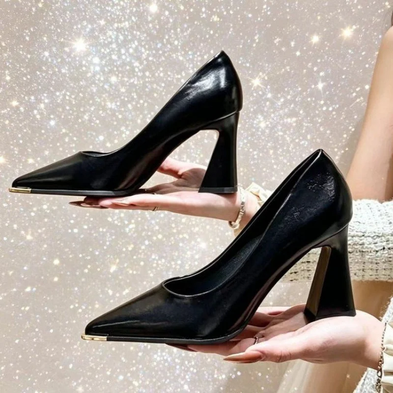 Fashionable Women's High Heels Spring Summer New Pointed Toe Work Shoes Slip-On Korean Style Low Cut Simple Design Thick Heel
Fashionable Women's High Heels Spring Summer New Pointed Toe Work Shoes Slip-On Korean Style Low Cut Simple Design Thick Heel