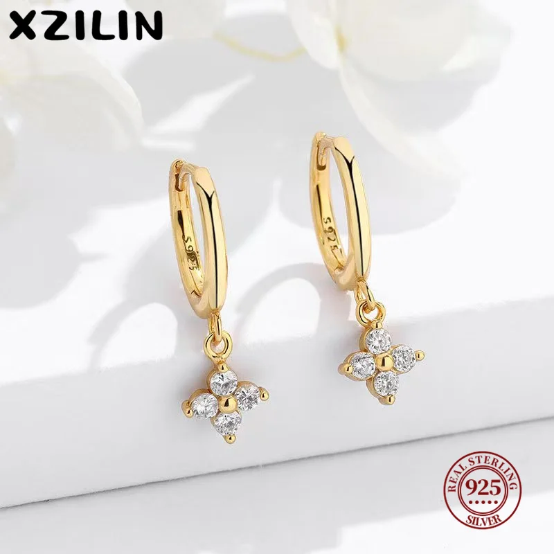 XZiLin S925 Sterling Silver 14K Gold Plated Mini Four-leaf Clover Earrings Women Sparkling Zircon Embedded Elegant Ear Jewelry
XZiLin S925 Sterling Silver 14K Gold Plated Mini Four-leaf Clover Earrings Women Sparkling Zircon Embedded Elegant Ear Jewelry