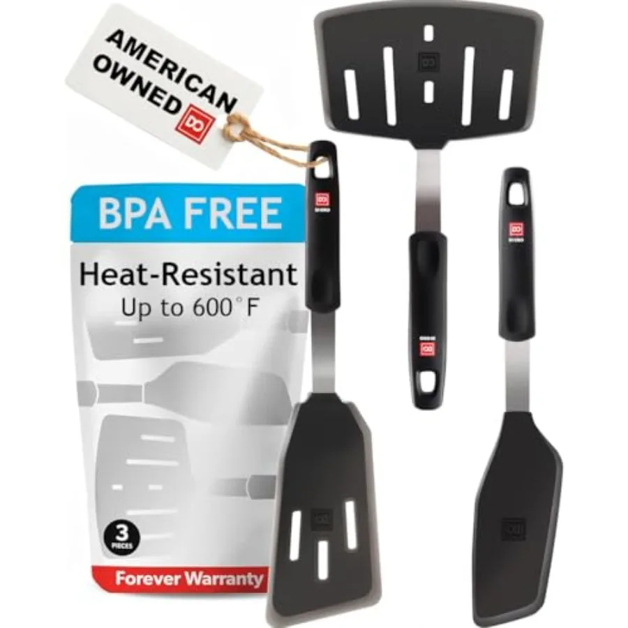Spatulas for Kitchen Use - Forever Warranty - 600°F Heat-Resistant Silicone - Turner Spatula Set for Cooking - BPA Free Wide Pa
Spatulas for Kitchen Use - Forever Warranty - 600°F Heat-Resistant Silicone - Turner Spatula Set for Cooking - BPA Free Wide Pa
