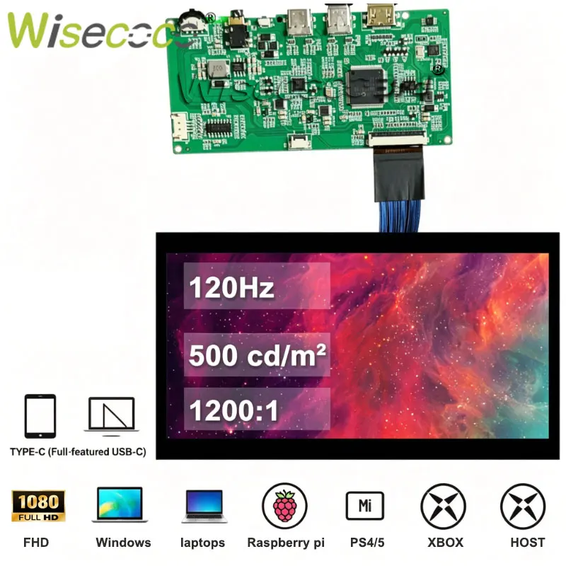 Wisecoco 7 Inch 1920x1080 120Hz High Refresh Rate Gaming Display USB-C Port For XBOX PS4/5 Raspberry pi Windows Laptops
Wisecoco 7 Inch 1920x1080 120Hz High Refresh Rate Gaming Display USB-C Port For XBOX PS4/5 Raspberry pi Windows Laptops