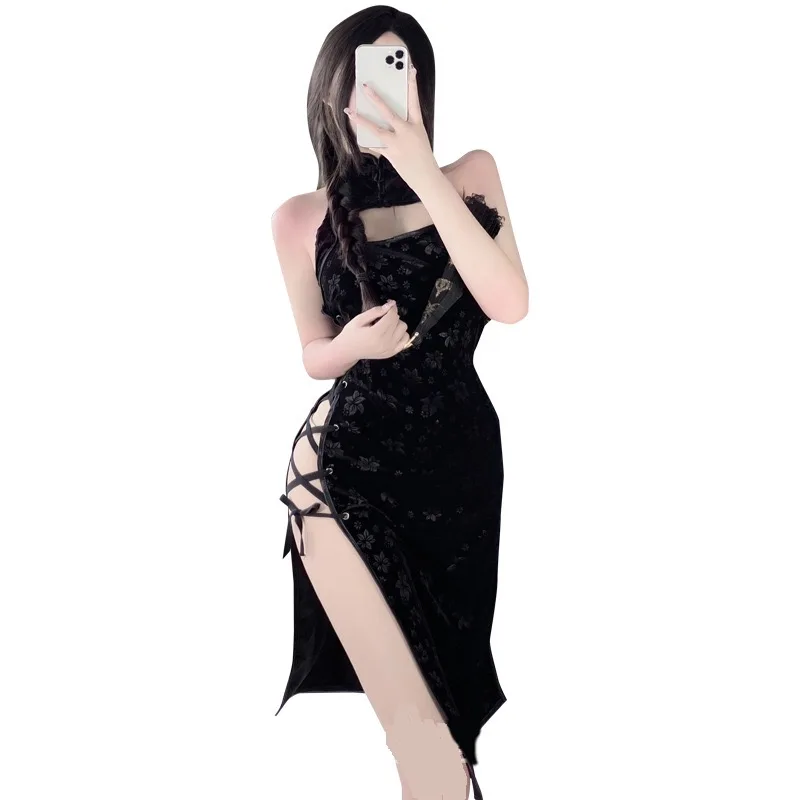 Эротическое Нижнее белье Qipao, пикантное платье-Ципао, ажурный бюстгальтер, жаккардовый наряд для порно, бандажные Ретро китайские костюмы для косплея с высоким разрезом
Эротическое Нижнее белье Qipao, пикантное платье-Ципао, ажурный бюстгальтер, жаккардовый наряд для порно, бандажные Ретро китайские костюмы для косплея с высоким разрезом