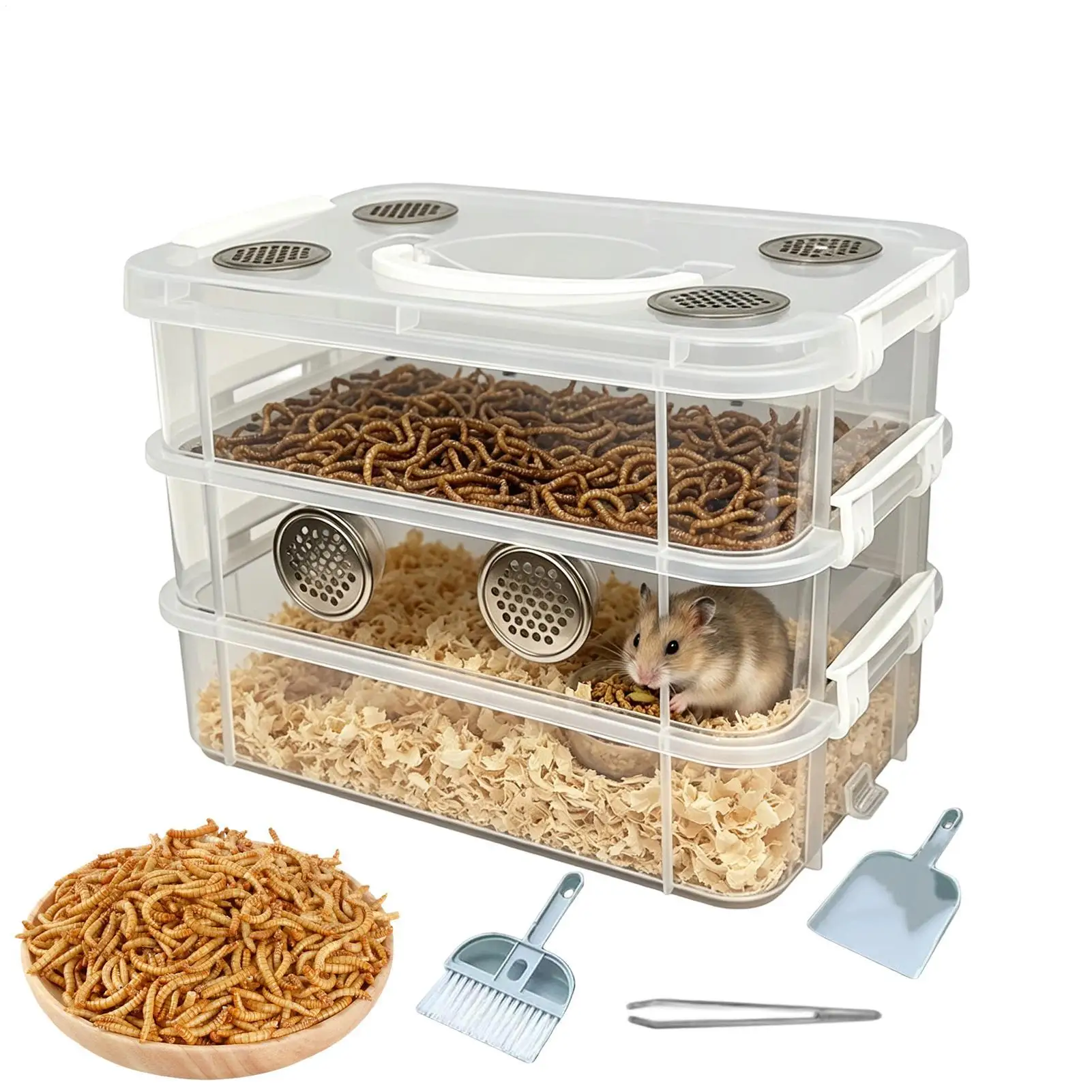 Worm Box Odor Resistant Breeding Box with Cleaning Tools Mealworm Farm for Animal Feeding Home Classroom Education School
Worm Box Odor Resistant Breeding Box with Cleaning Tools Mealworm Farm for Animal Feeding Home Classroom Education School